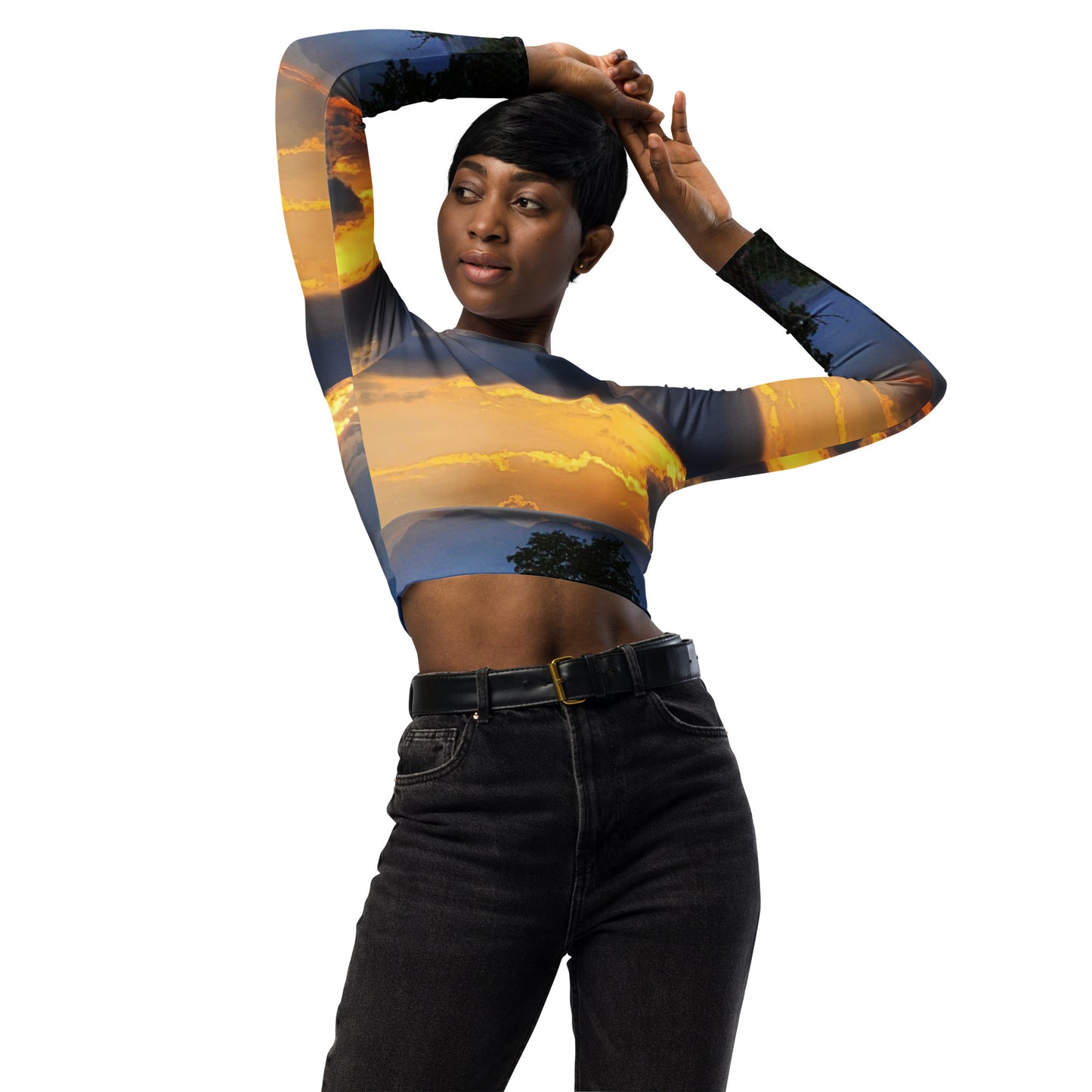 Sunset Recycled long-sleeve crop top