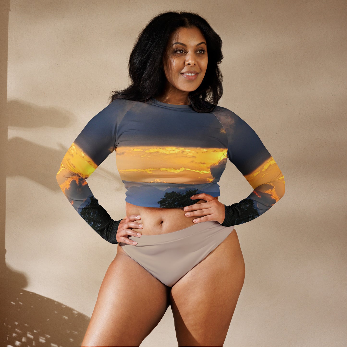 Sunset Recycled long-sleeve crop top