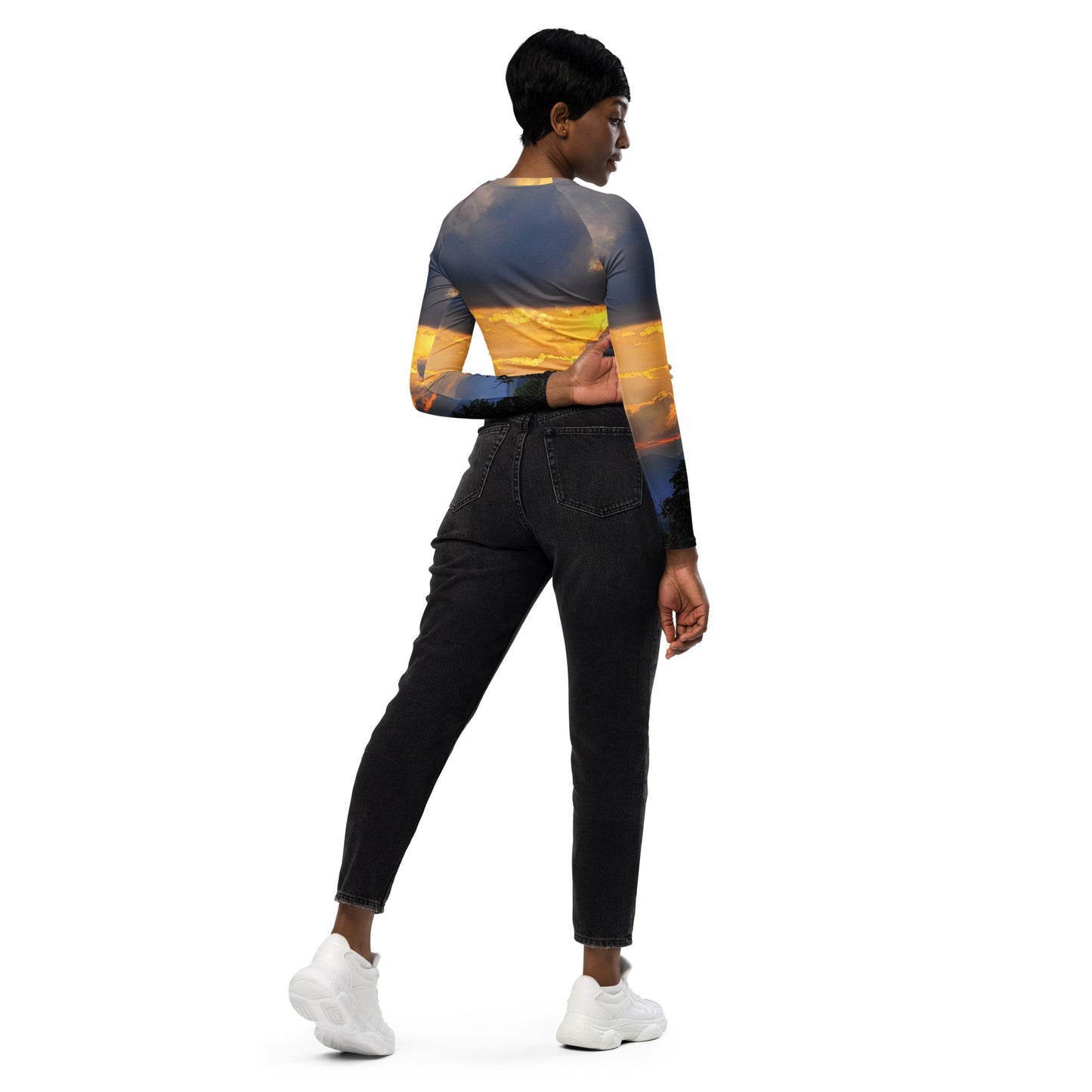Sunset Recycled long-sleeve crop top